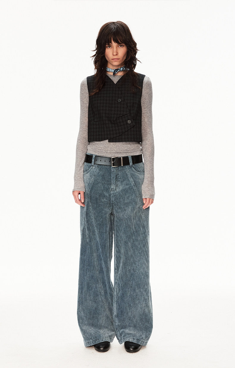 Deconstructed Washed Corduroy Pants