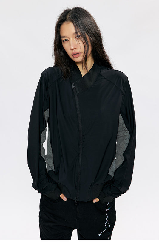 Diagonal Zipper Slim-Fit Jacket