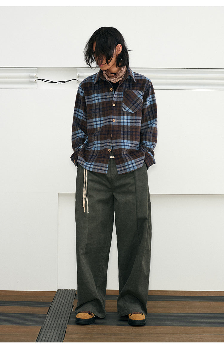 Checked wool-blend shirt