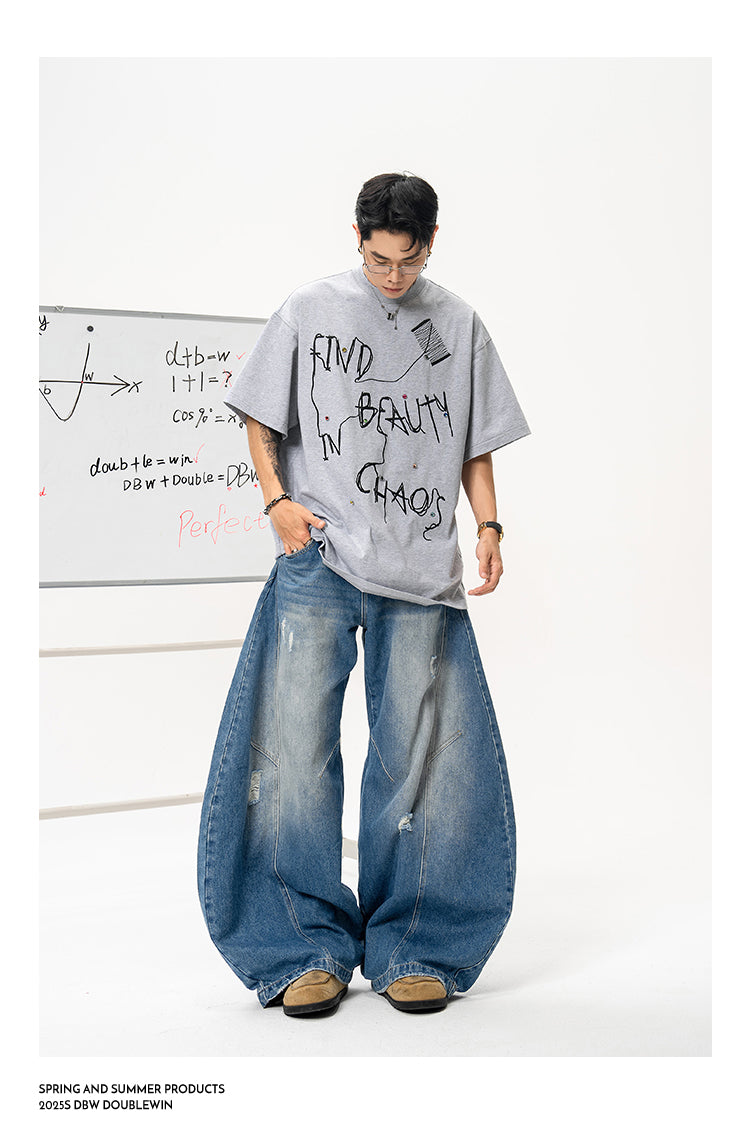 Graffiti Embroidered Loose T-Shirt