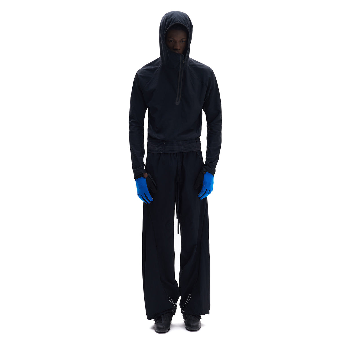 Reflective Diagonal-Zip Hoodie