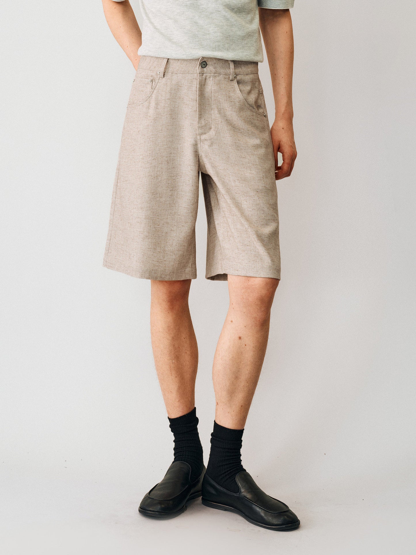 Linen-blend Casual Shorts