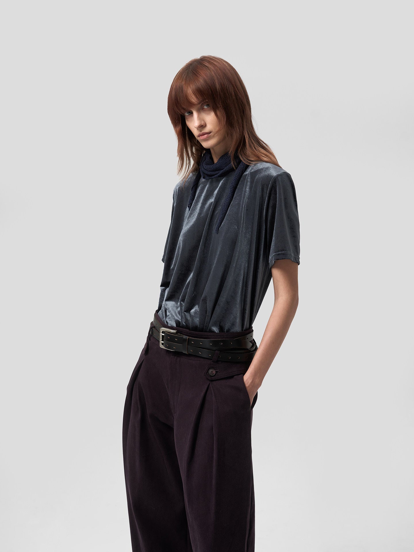 Velvet Mini Turtleneck T-Shirt