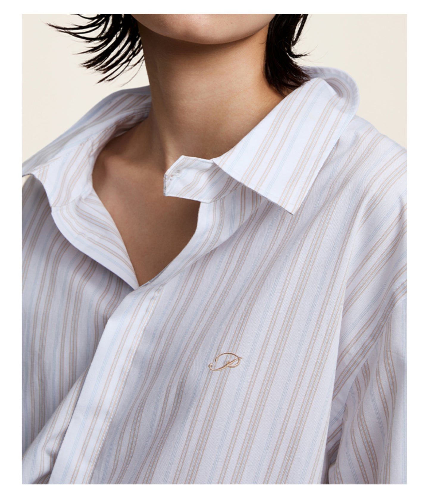 Striped stand collar shirt