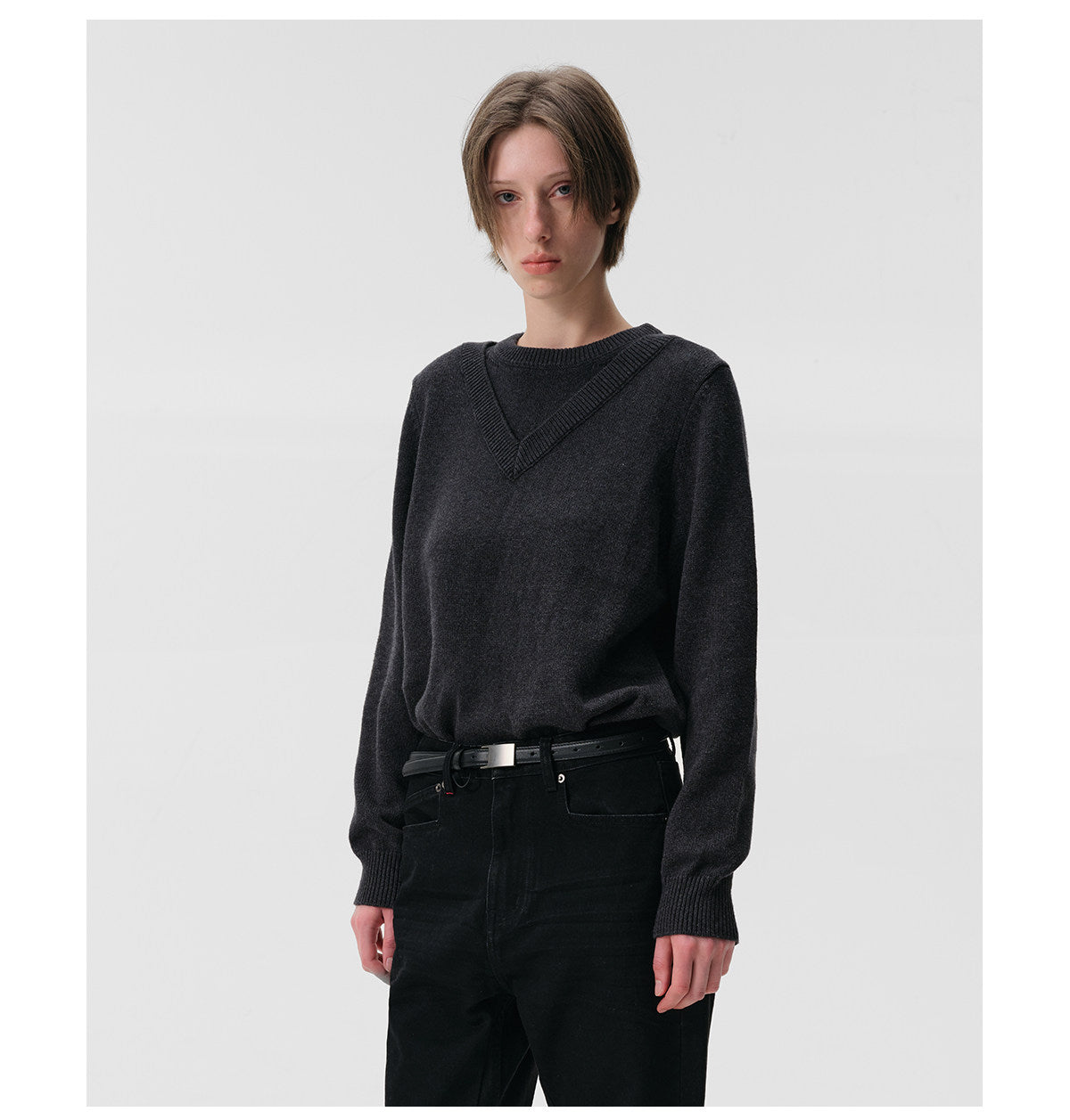 Two-Tone Fake Two-Piece Knit