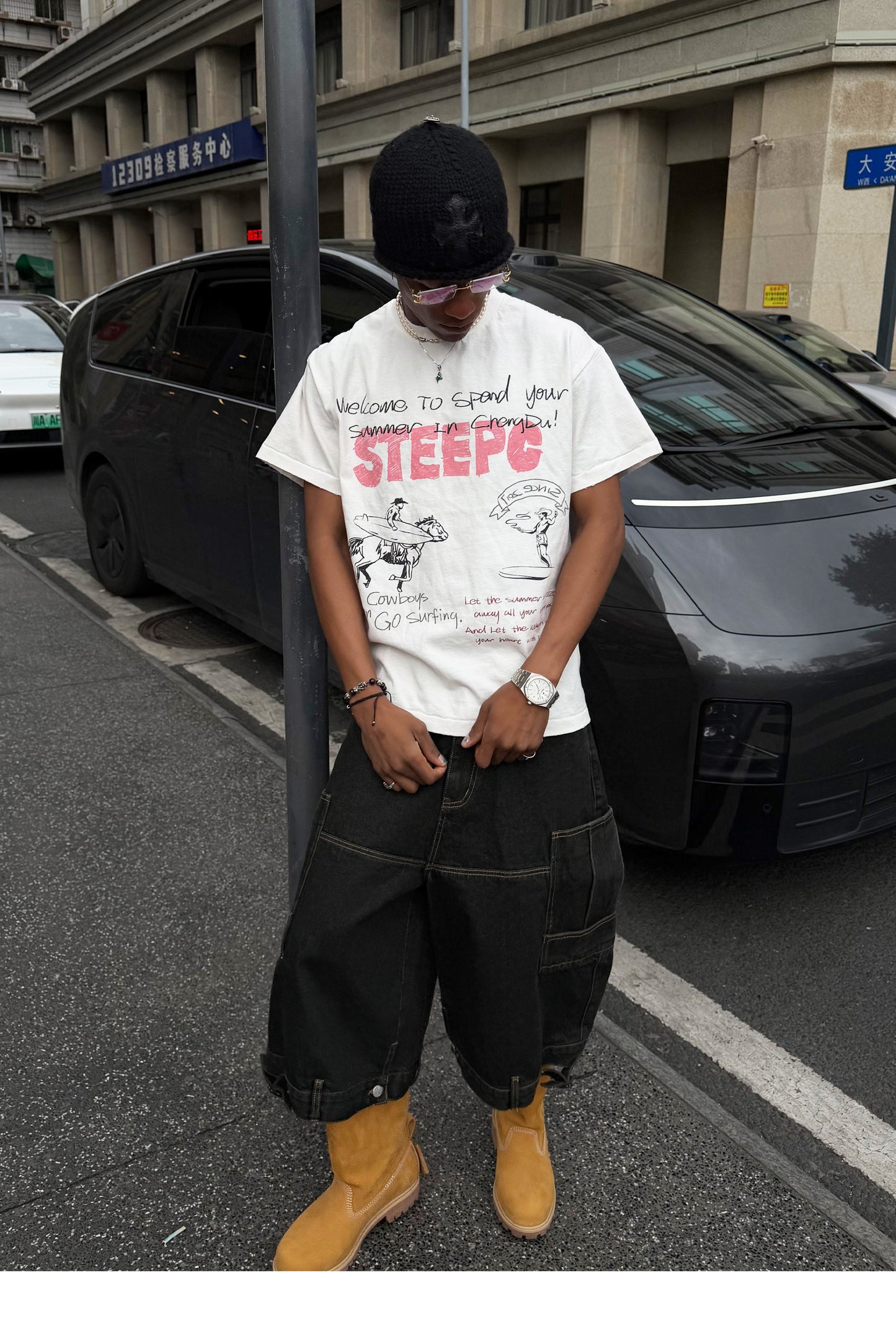 Graffiti-Print Crew Neck T-Shirt