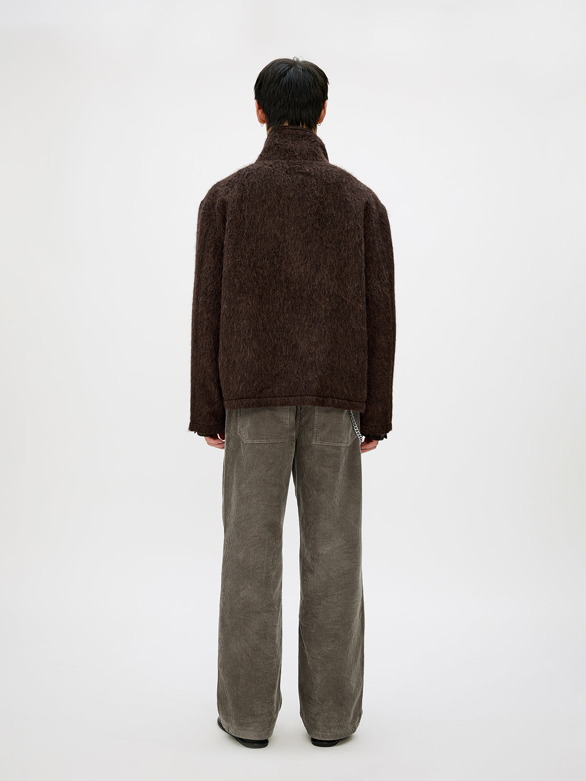 Alpaca Blend Zipper Short Wide Jacket