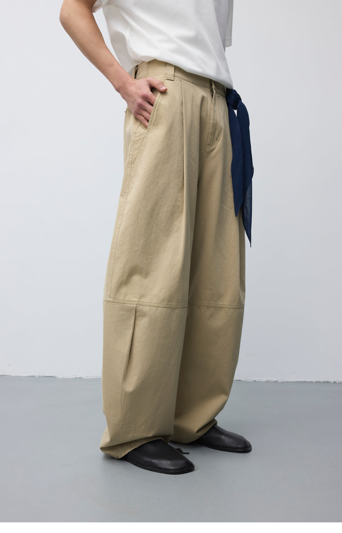Washed Multi-Pleated Casual Pants
