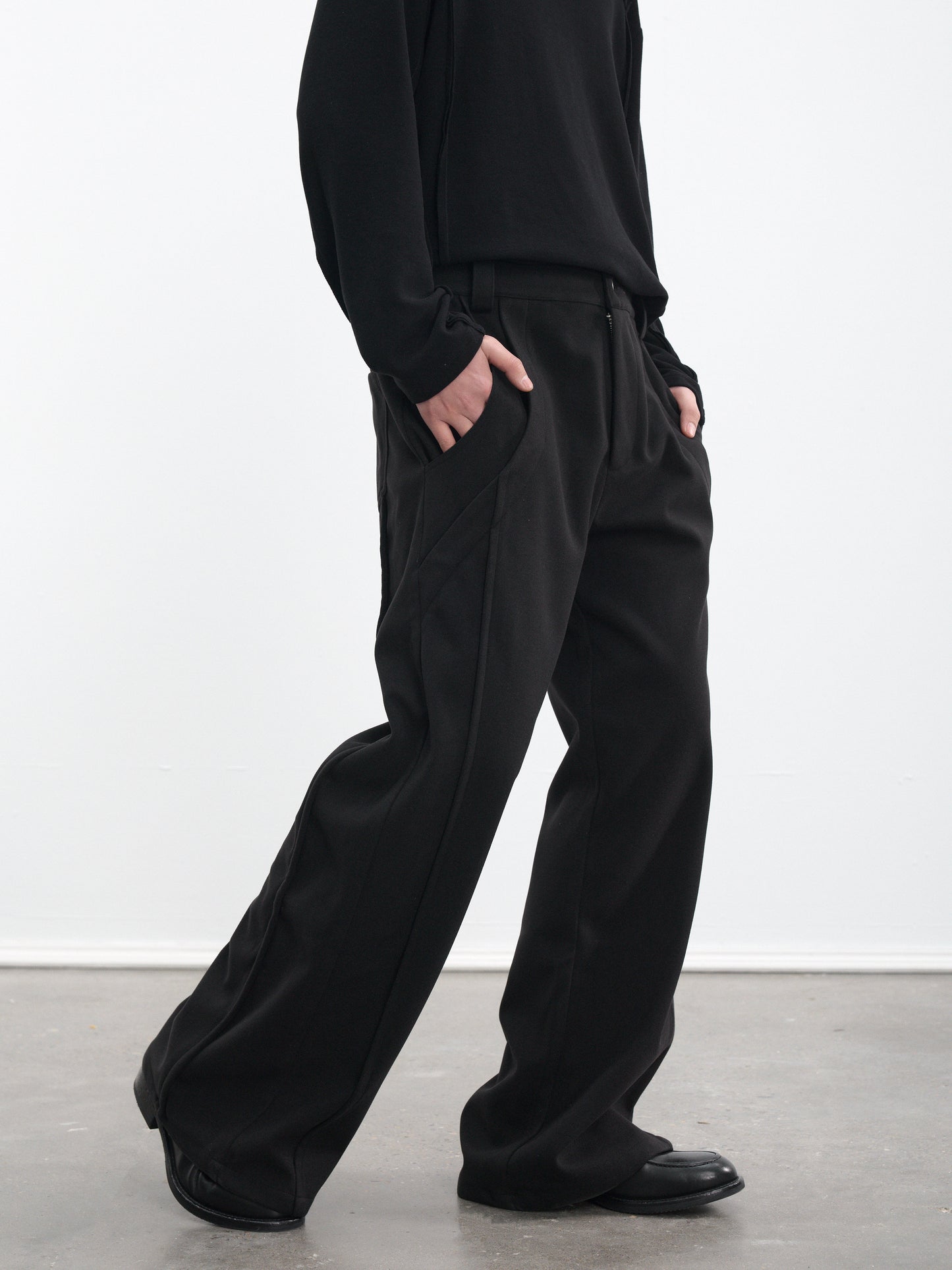 Deconstructed Wide-Leg Casual Pants