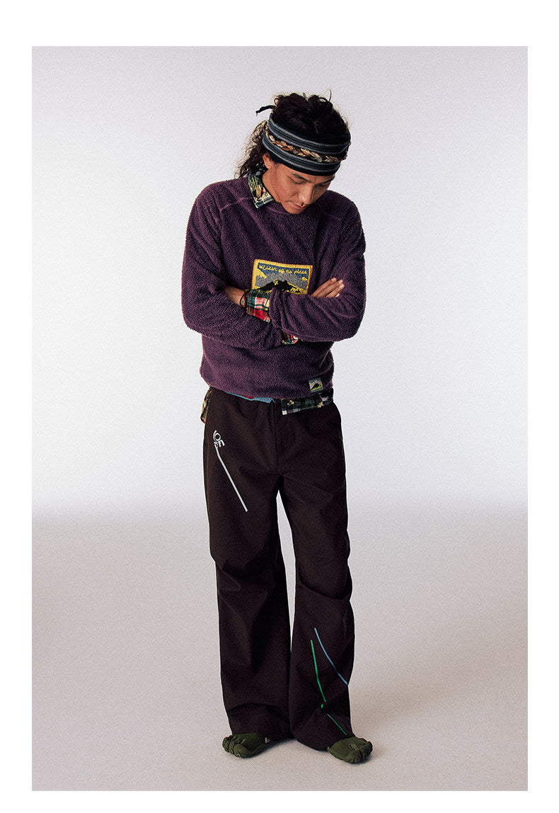 Hand-beaded waistband waterproof casual pants