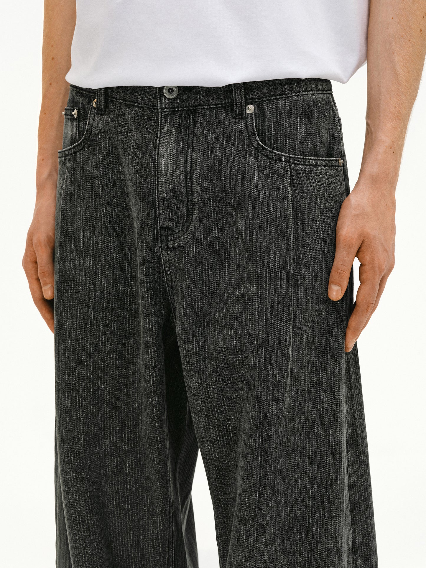 Dark Textured Denim Pants