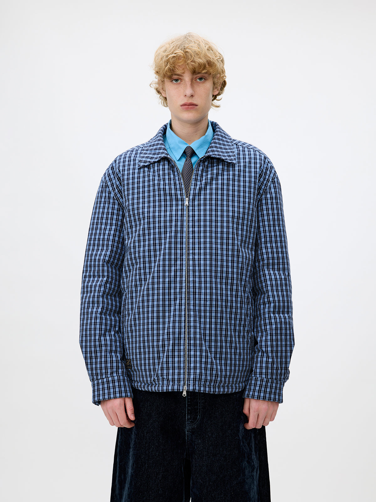 Checkered White Duck Down Jacket