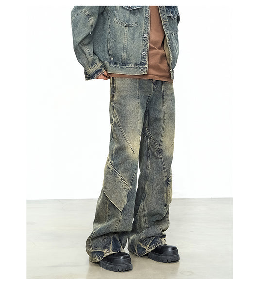 Dirty wash wide leg jeans