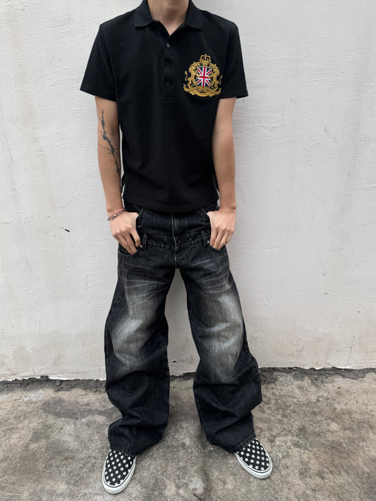 아플리케 자수 및 프린트 폴로 셔츠