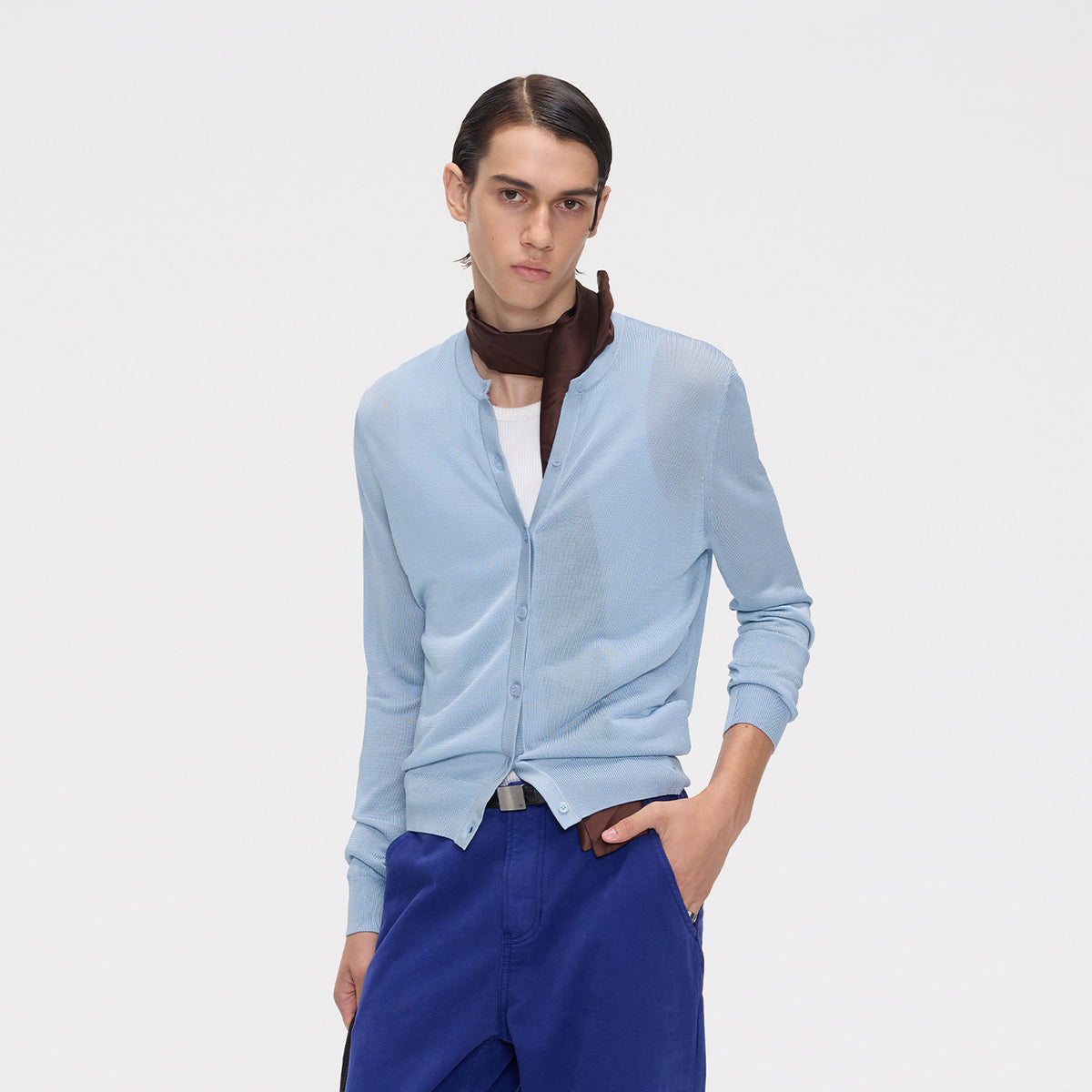 Breathable Round-Neck Knit Cardigan