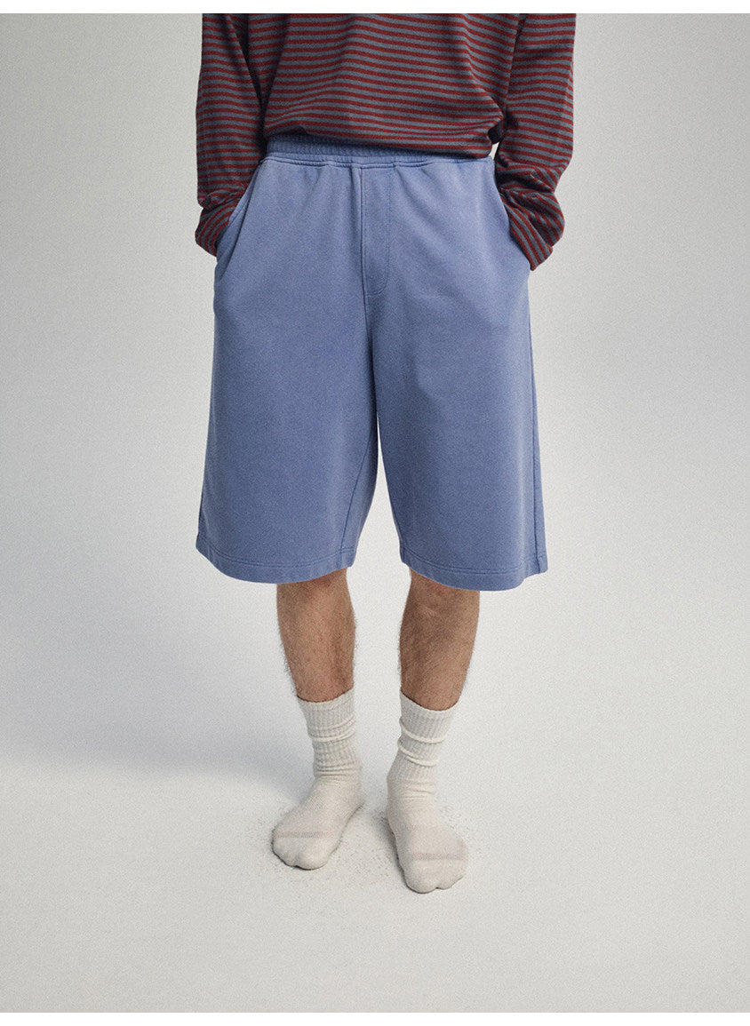 Vintage-Style Washed Sports Shorts