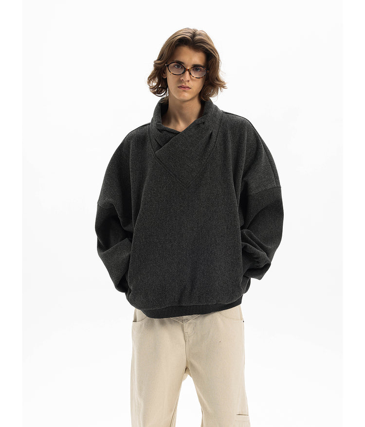 Wrinkle-resistant minimalist pullover sweatshirt