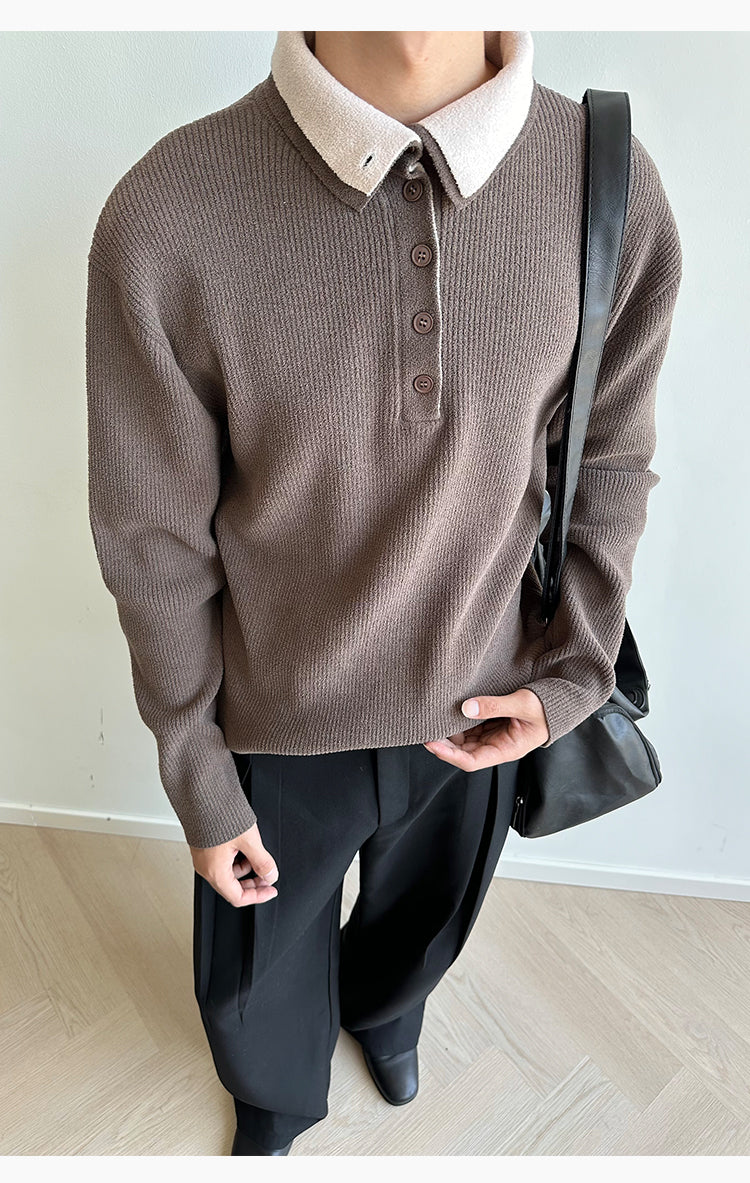 Double-Color Fake Two-Piece Sweater