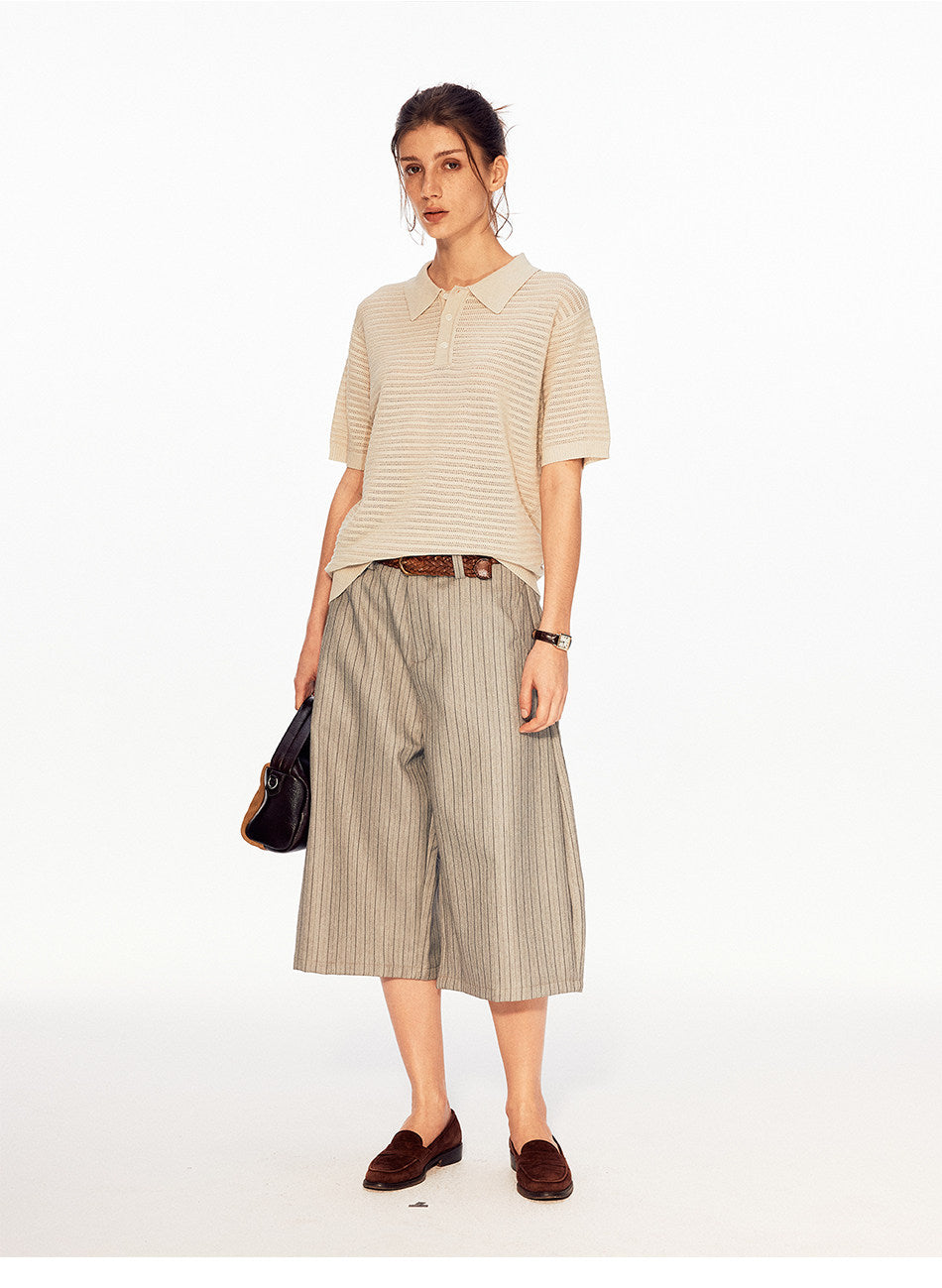 Striped Wide-Leg Shorts