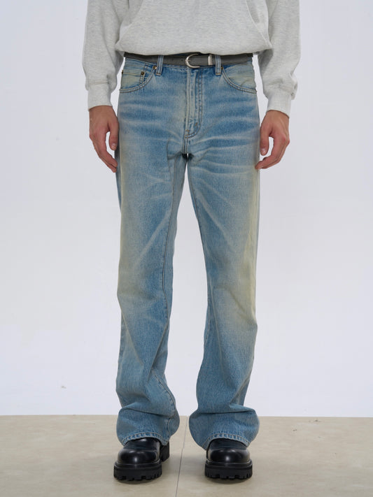 Washed Damaged Bootcut Jeans
