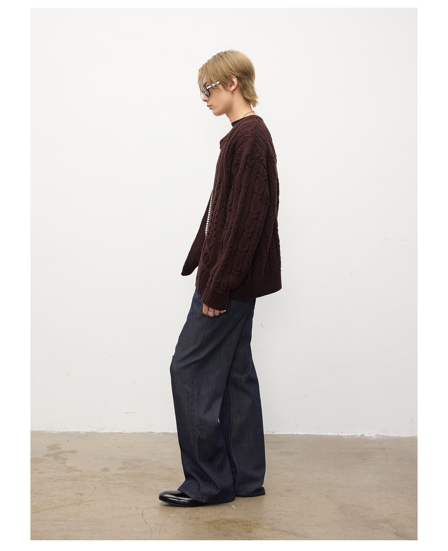 Sheep Wool Cable Knit Button Cardigan