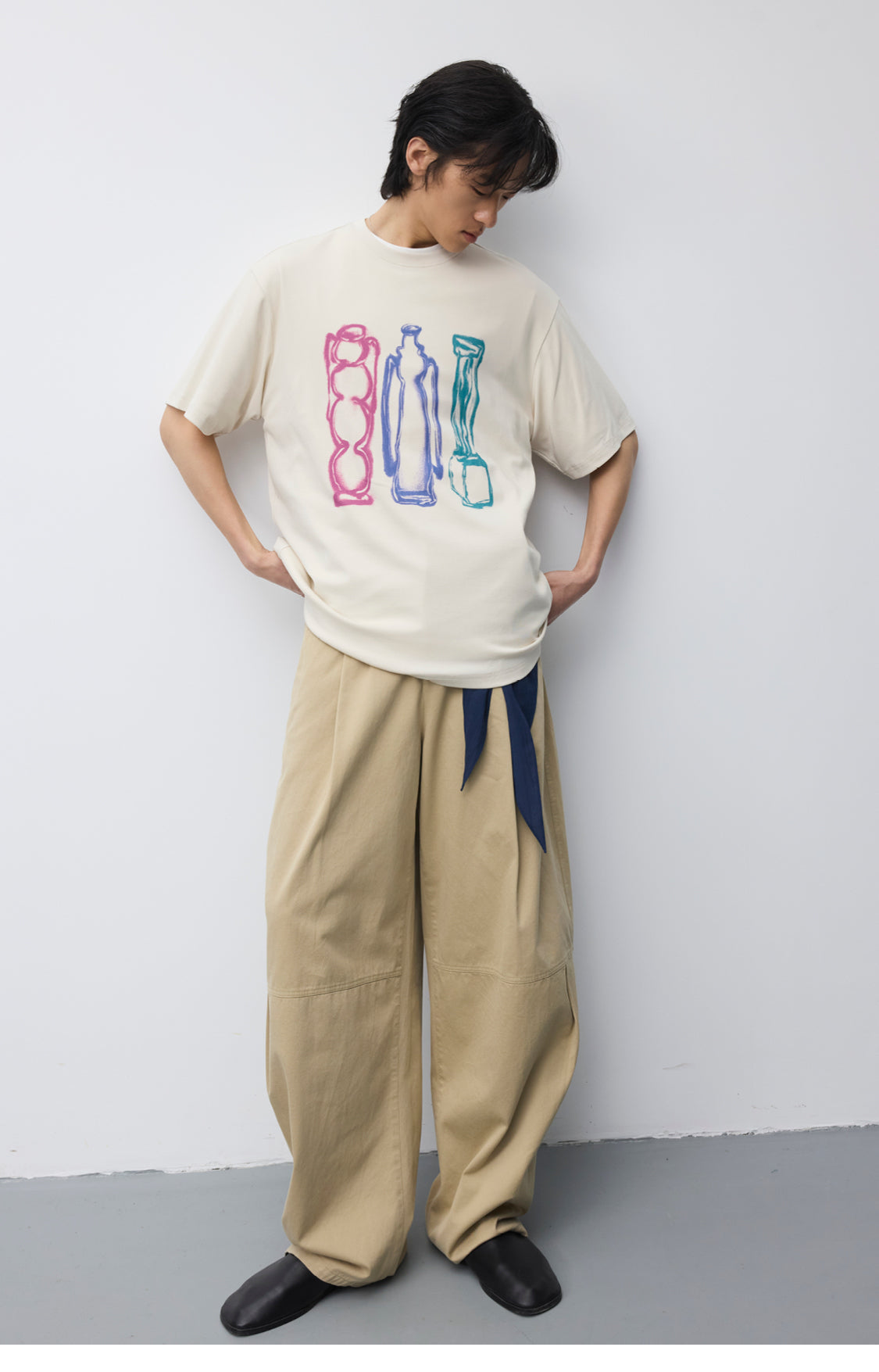 Washed Multi-Pleated Casual Pants