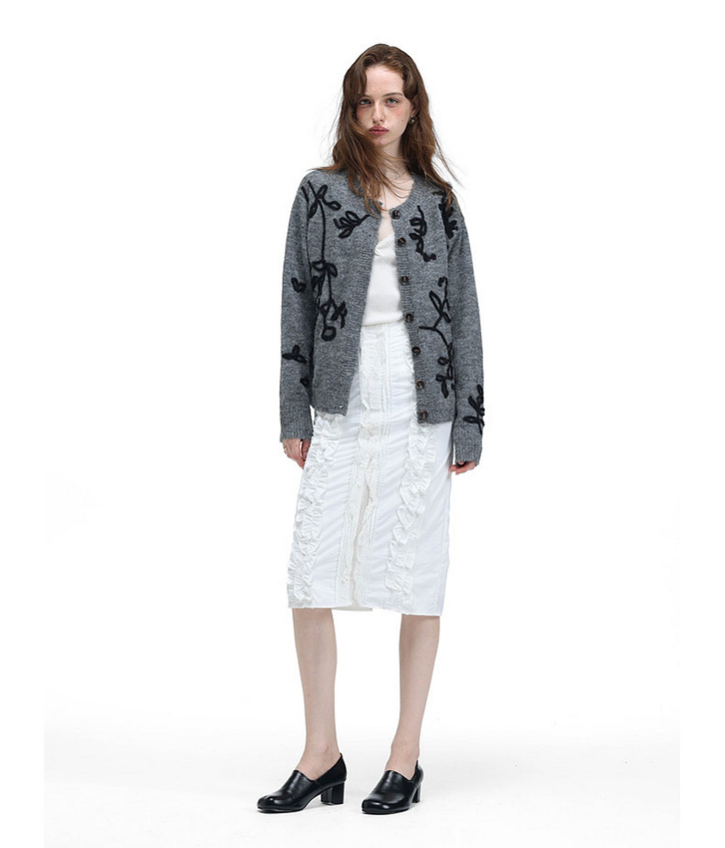 Vintage-Style Floral-Print Wool Cardigan