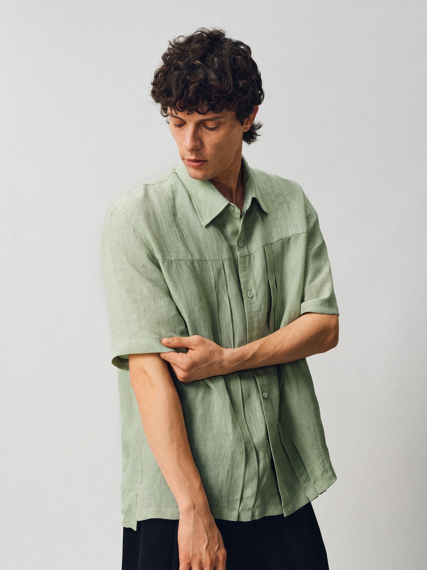 Wrinkled-effect Pleated Shirt