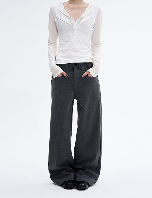 Luxury Straight-Leg Casual Pants