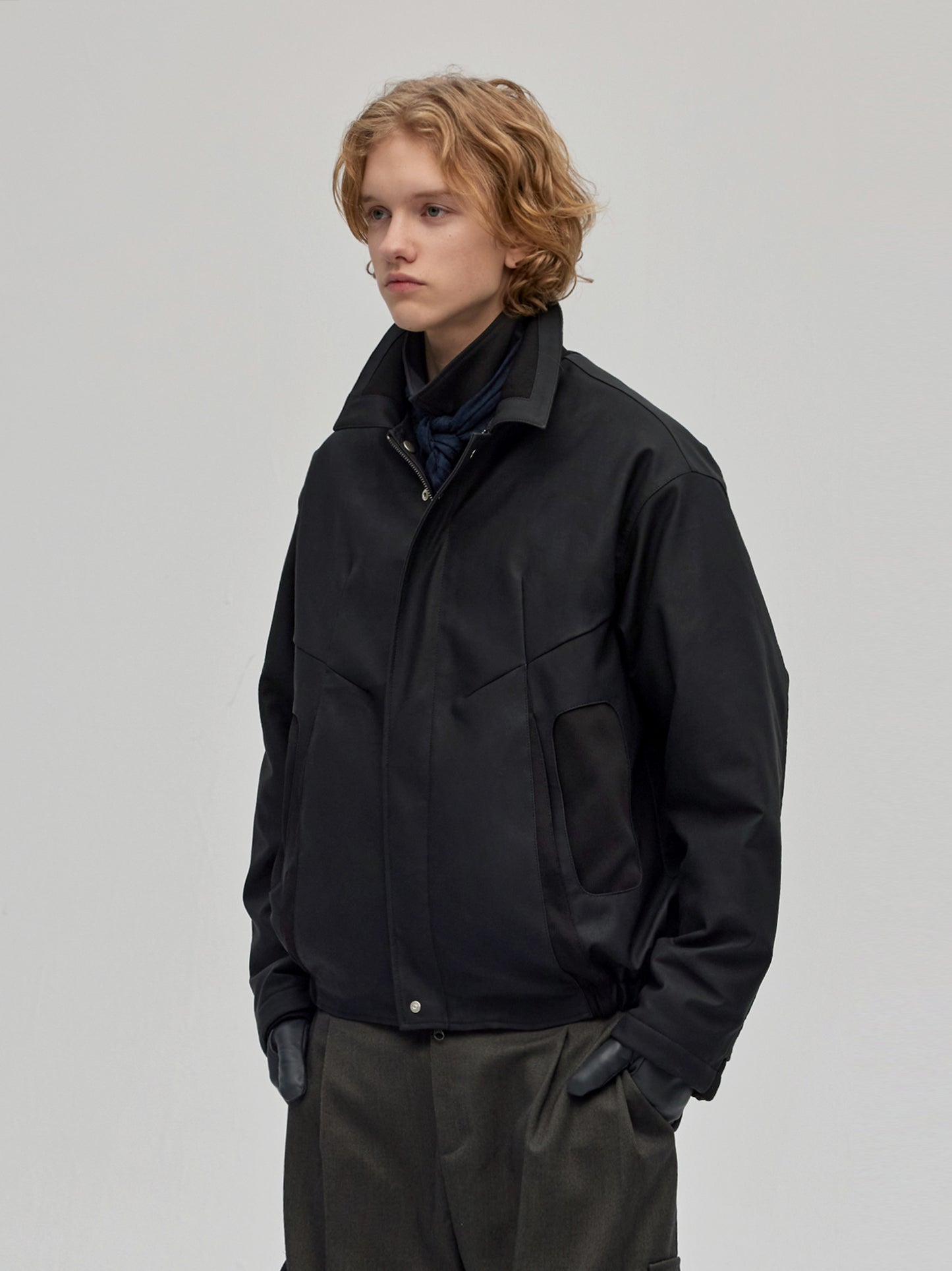 PU leather stitched short jacket