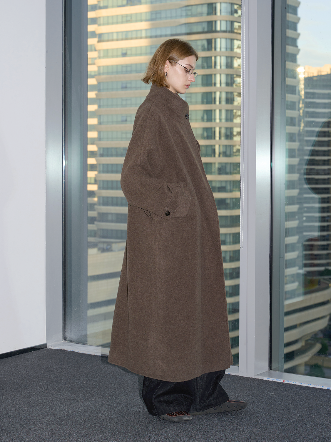Stand Collar Wool Coat