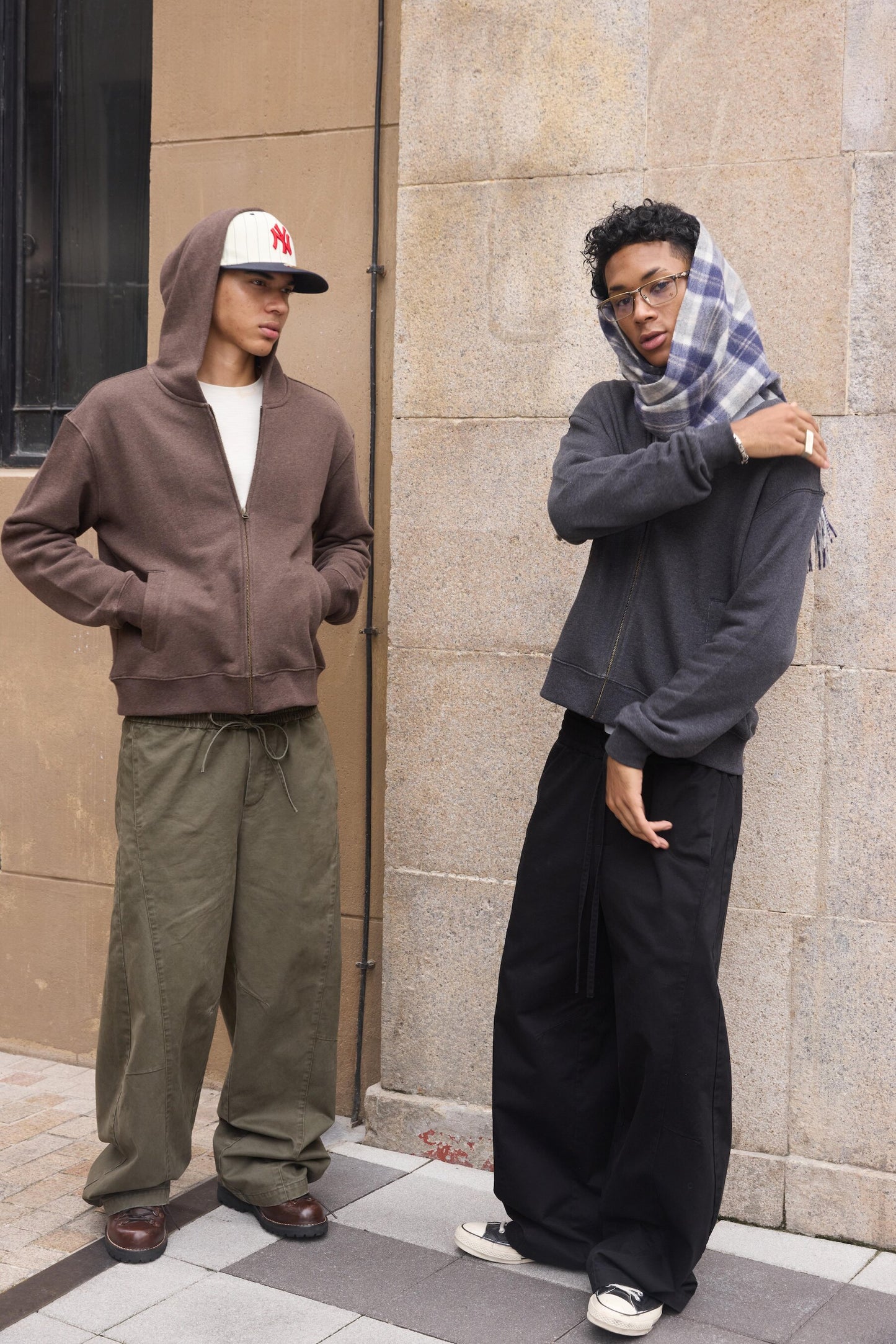 Street Style Curved-Leg Casual Pants