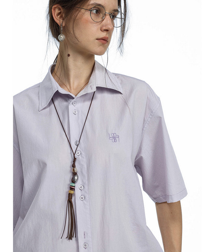 Embroidered Beaded Necklace Shirt