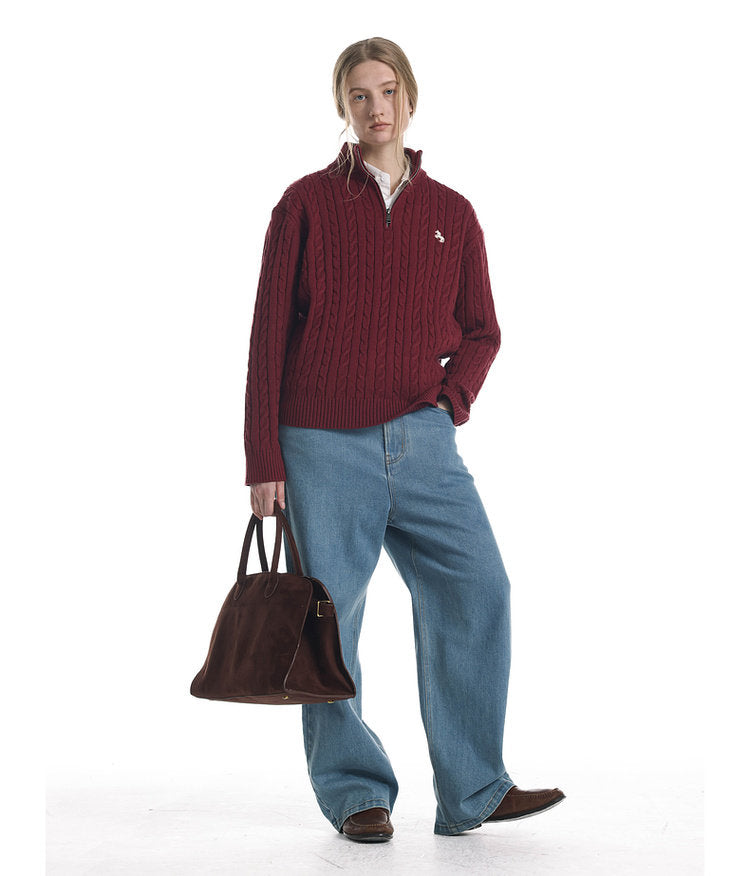 Half-Zip Stand Collar Knit