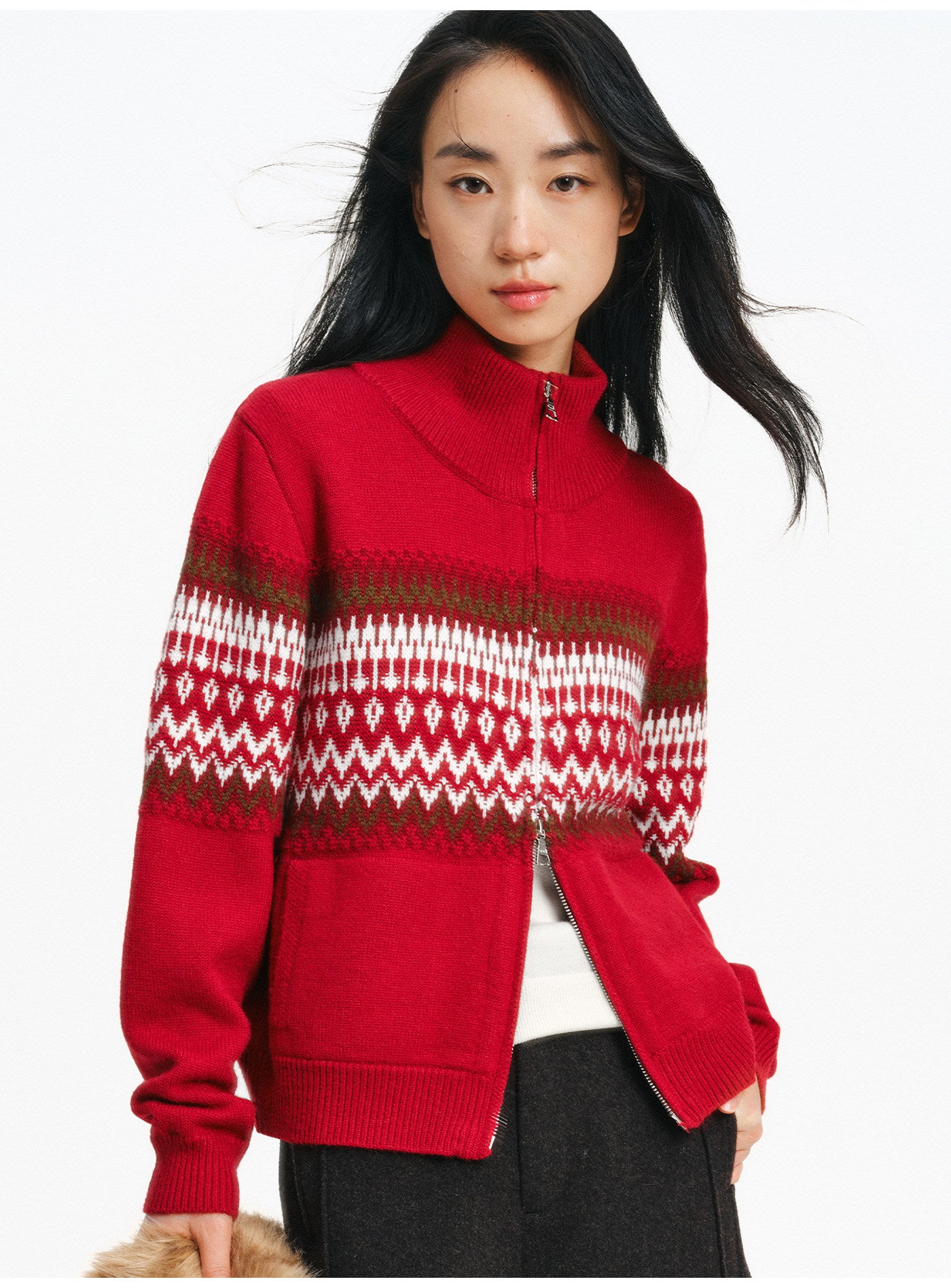 Turtleneck Zip-Up Cardigan