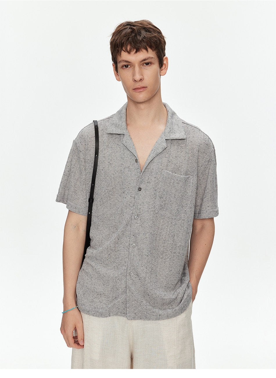 Cuban-Collar Sheer Shirt