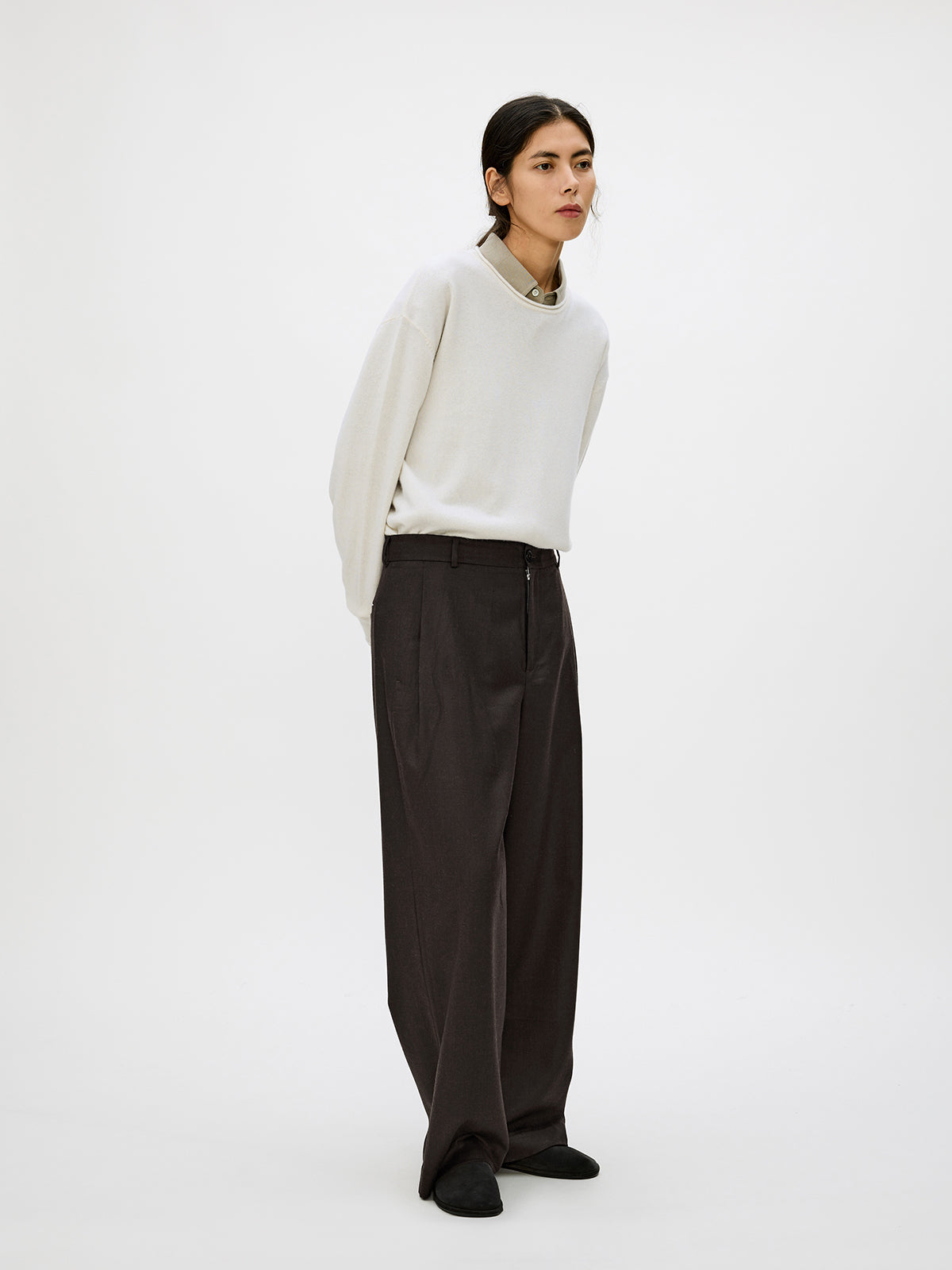 Straight-Leg Pleated Casual Pants