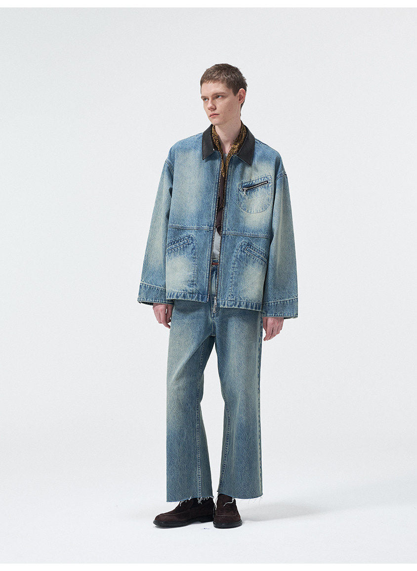 Wash Blue Straight-Leg Jeans