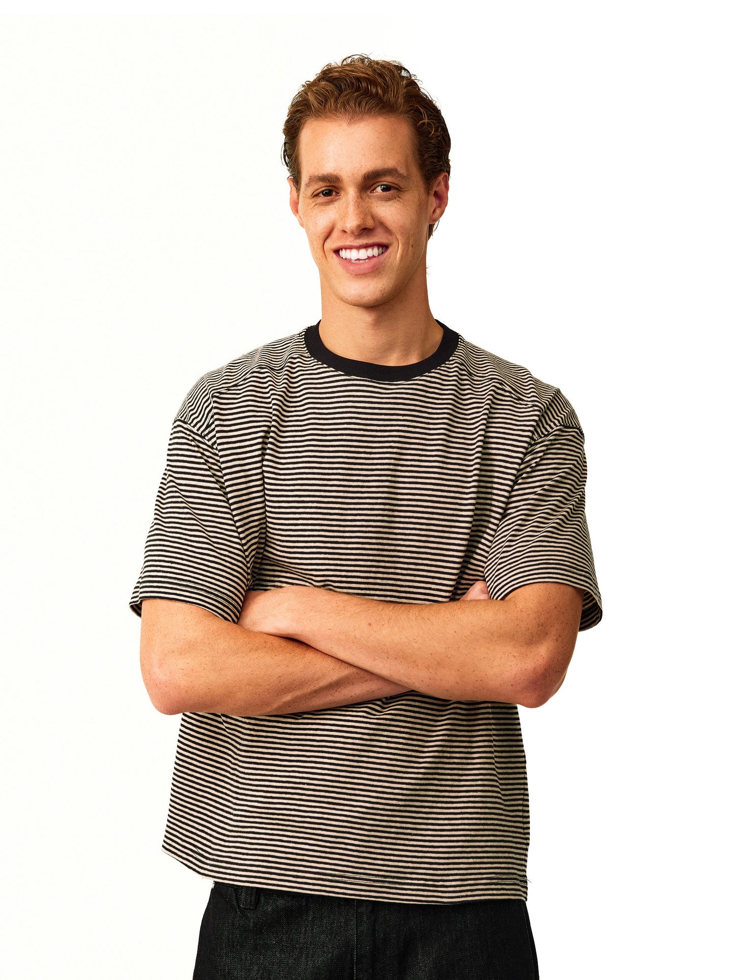 Cotton and Linen Striped T-Shirt