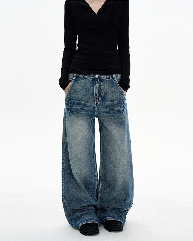 Unisex Crack-Washed Jeans