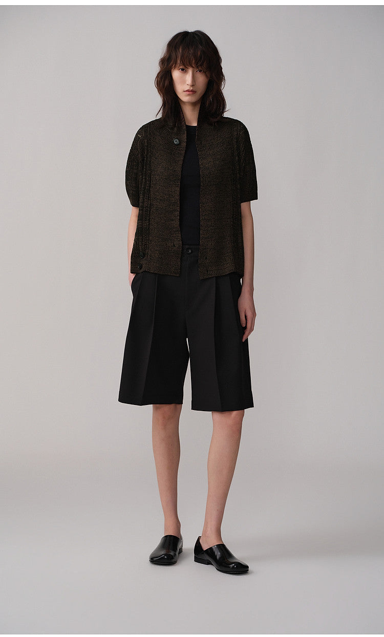 Double-Pleated Loose-Fit Shorts