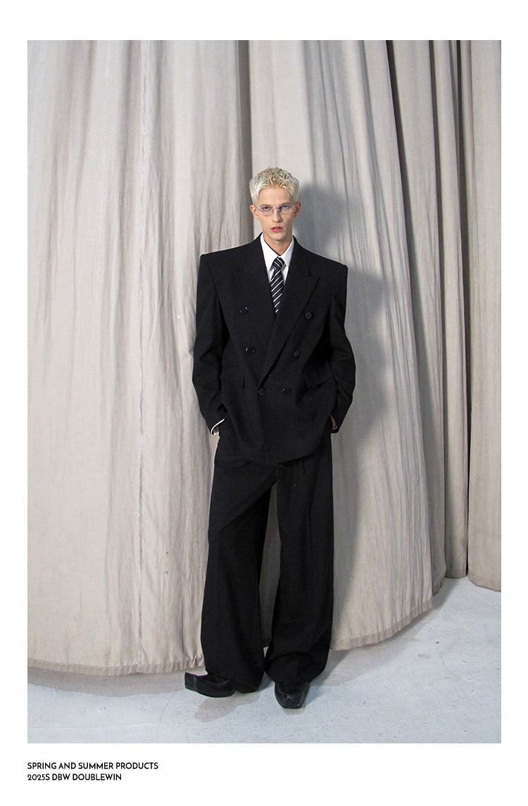 High-Quality Wool Blend Black Suit