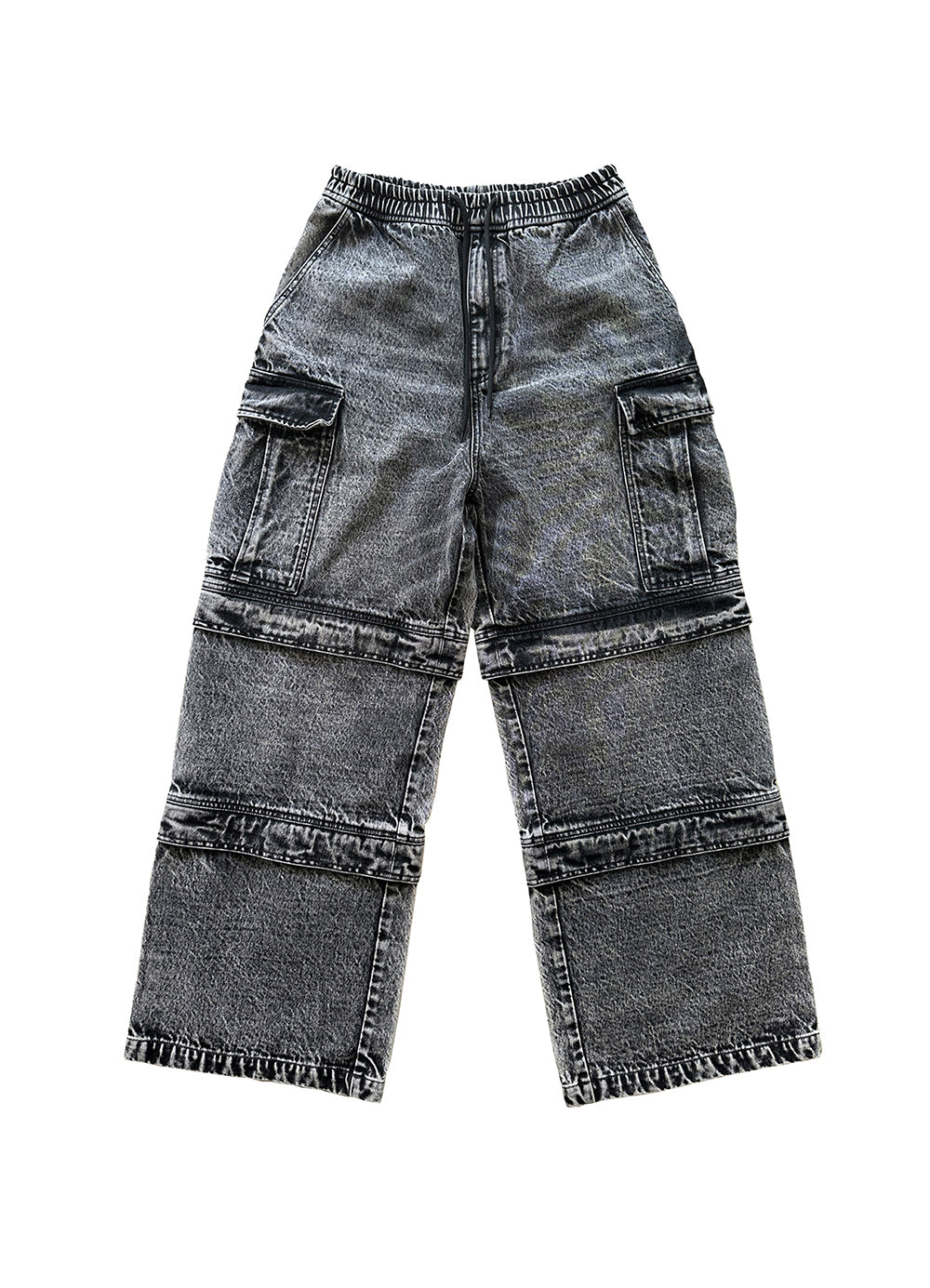 Washed Multi-pocket Detachable Denim Pants