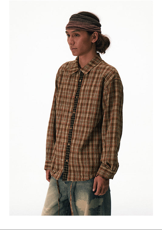 Checkered Zippered Drawstring Shirt