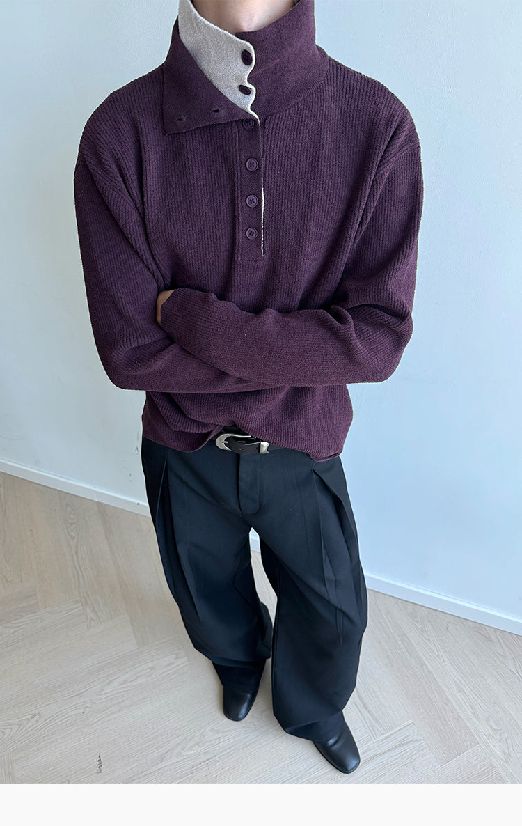 Double-Color Fake Two-Piece Sweater