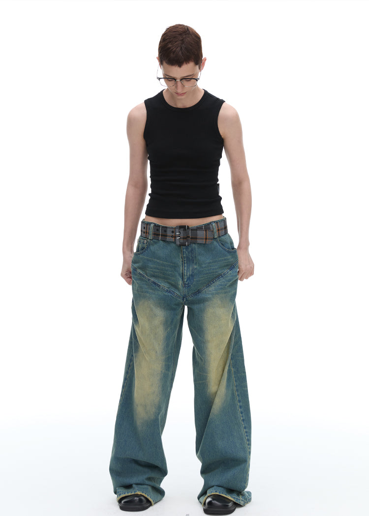 Vintage Washed Wide Leg Jeans