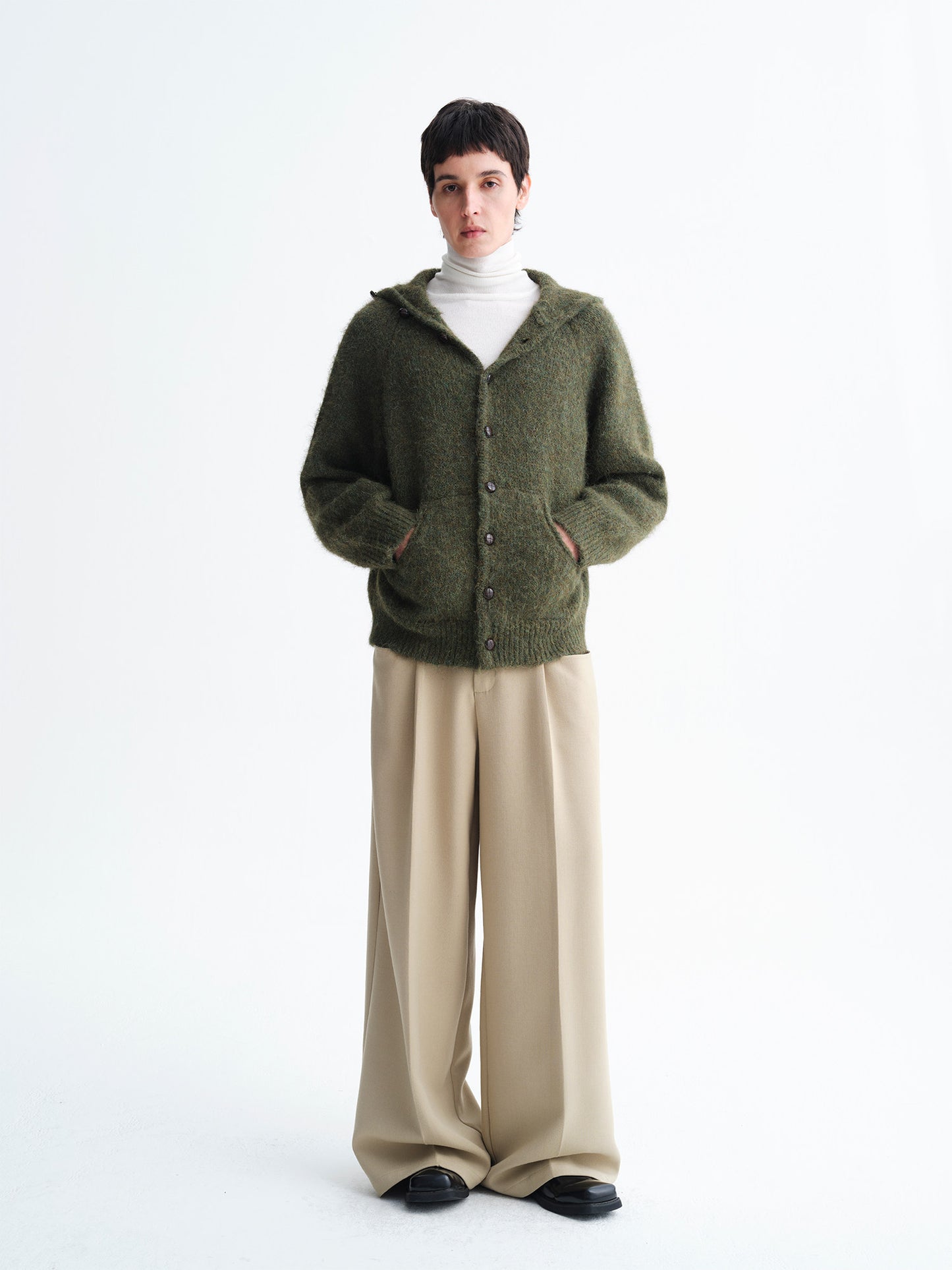 Silk Blend Pleated Wide-Leg Pants