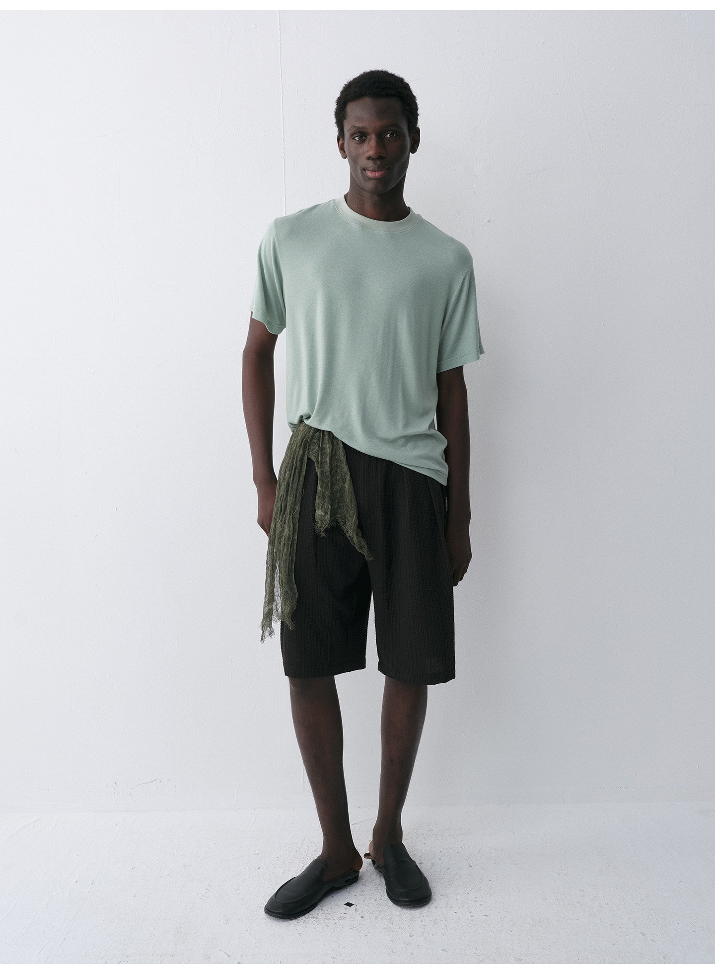 Tencel & Wool Blend Crew Neck T-Shirt