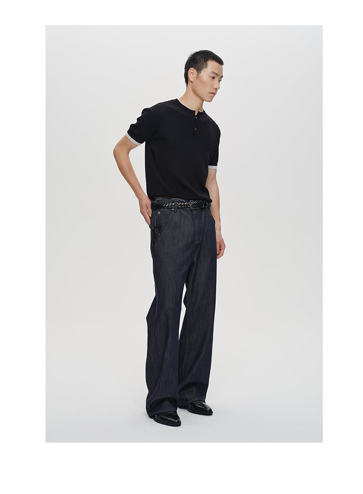 Sheepskin straight pants