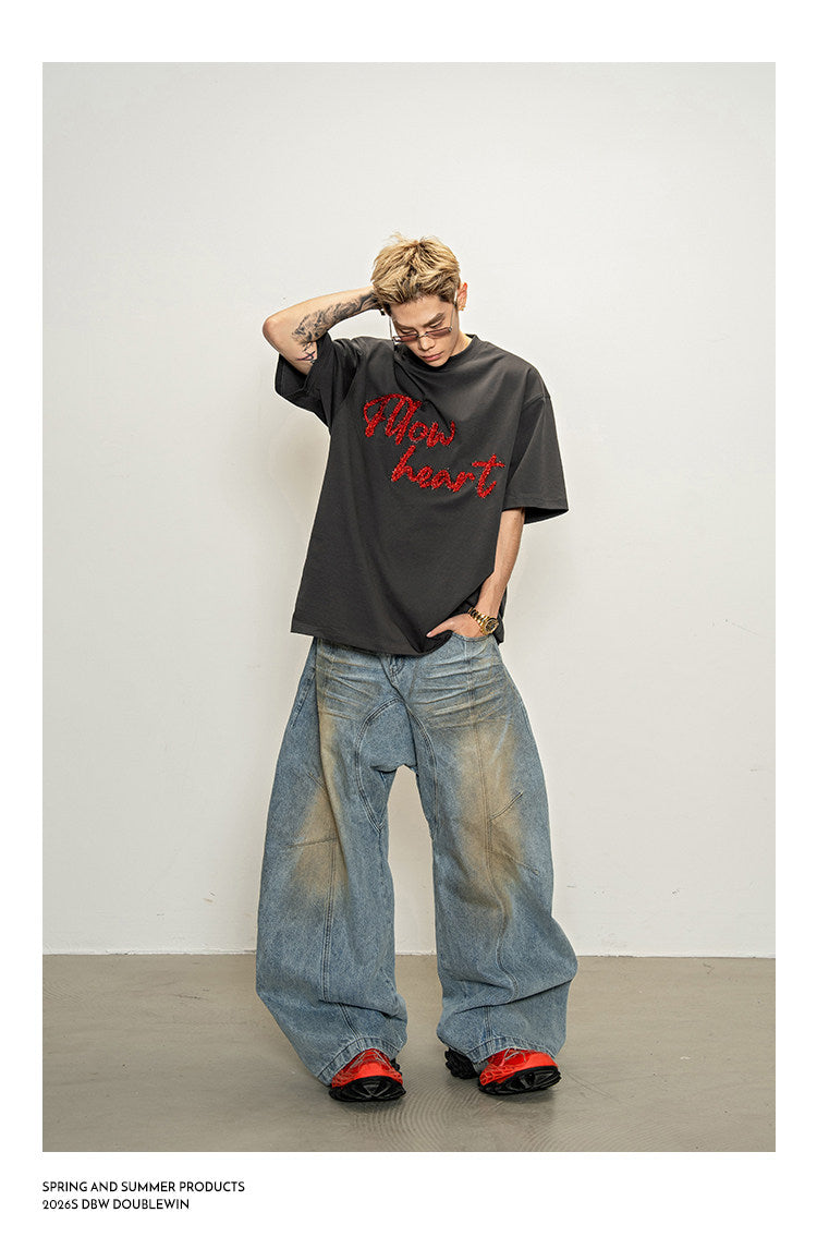 T-shirt with metallic embroidery